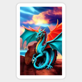 Dragon Fire Turquoise Graphic Sticker